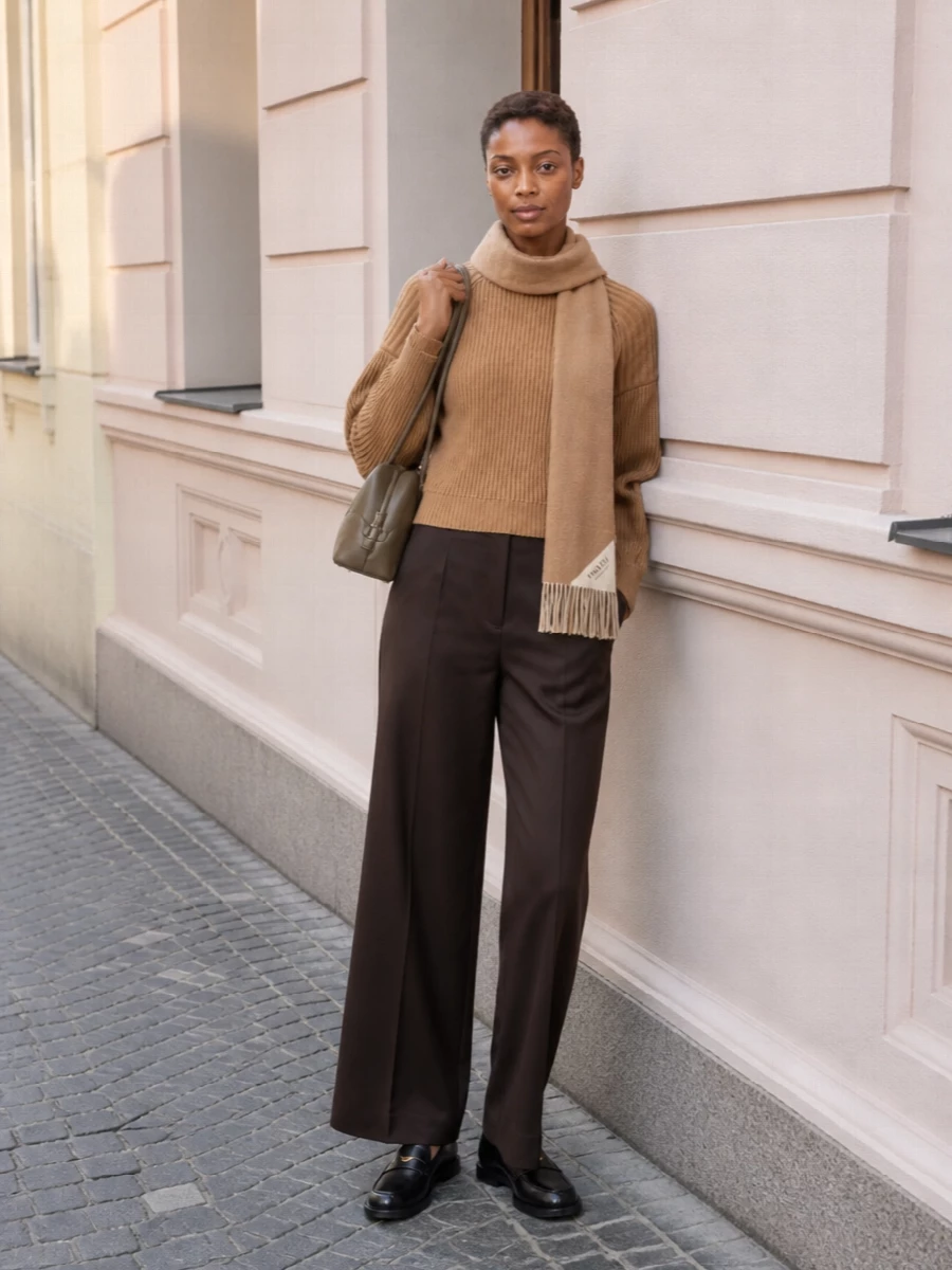 Stella mccartney camel sweater wide leg trousers