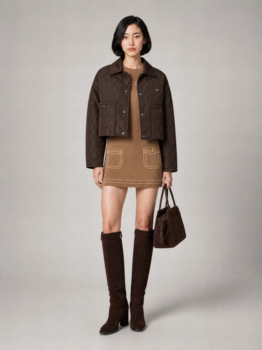 Prada Quilted Cropped Parka Coat