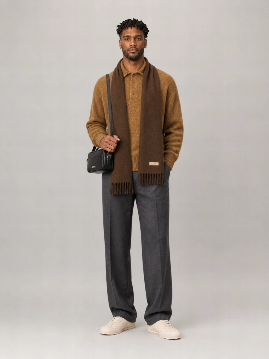 Ami Paris Alpaca Wool Long-Sleeve Polo Sweater
