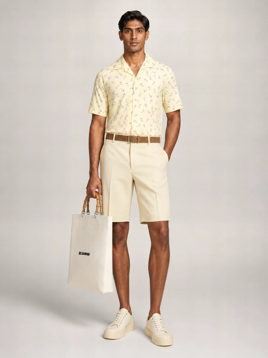 Jil Sander Floral-Print Short-Sleeve Camp-Collar Shirt