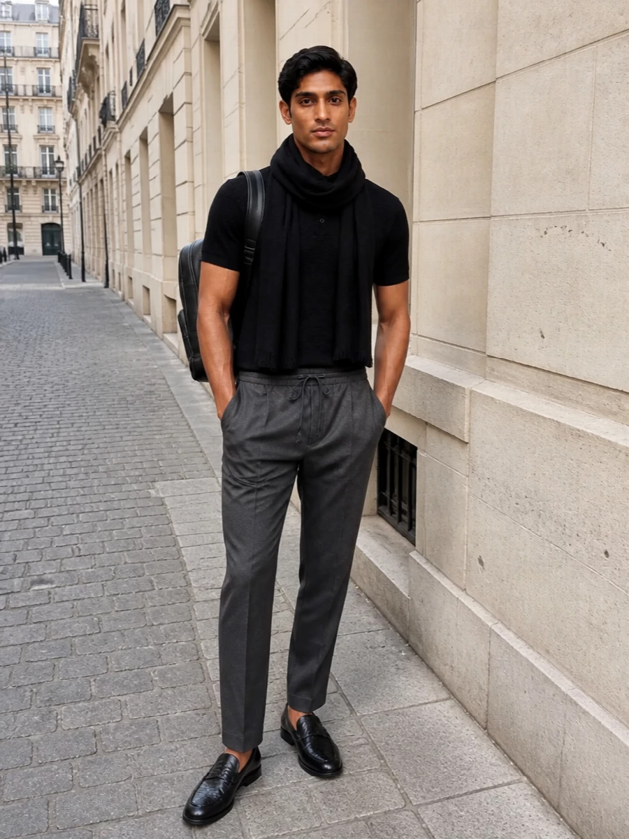 Brioni knit polo tailored joggers loafers