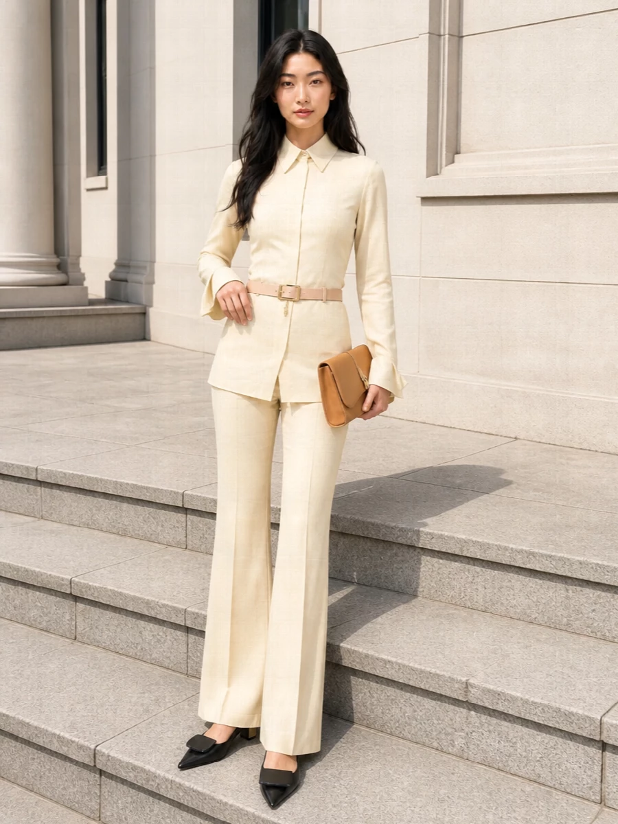 Quiet luxury shirt and trousers outfit ideas