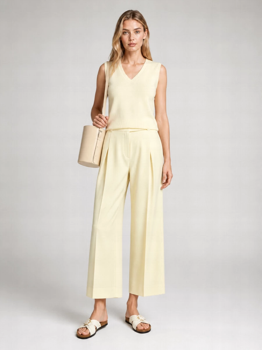 Sportmax Knit Texture Sleeveless V Neck Vest