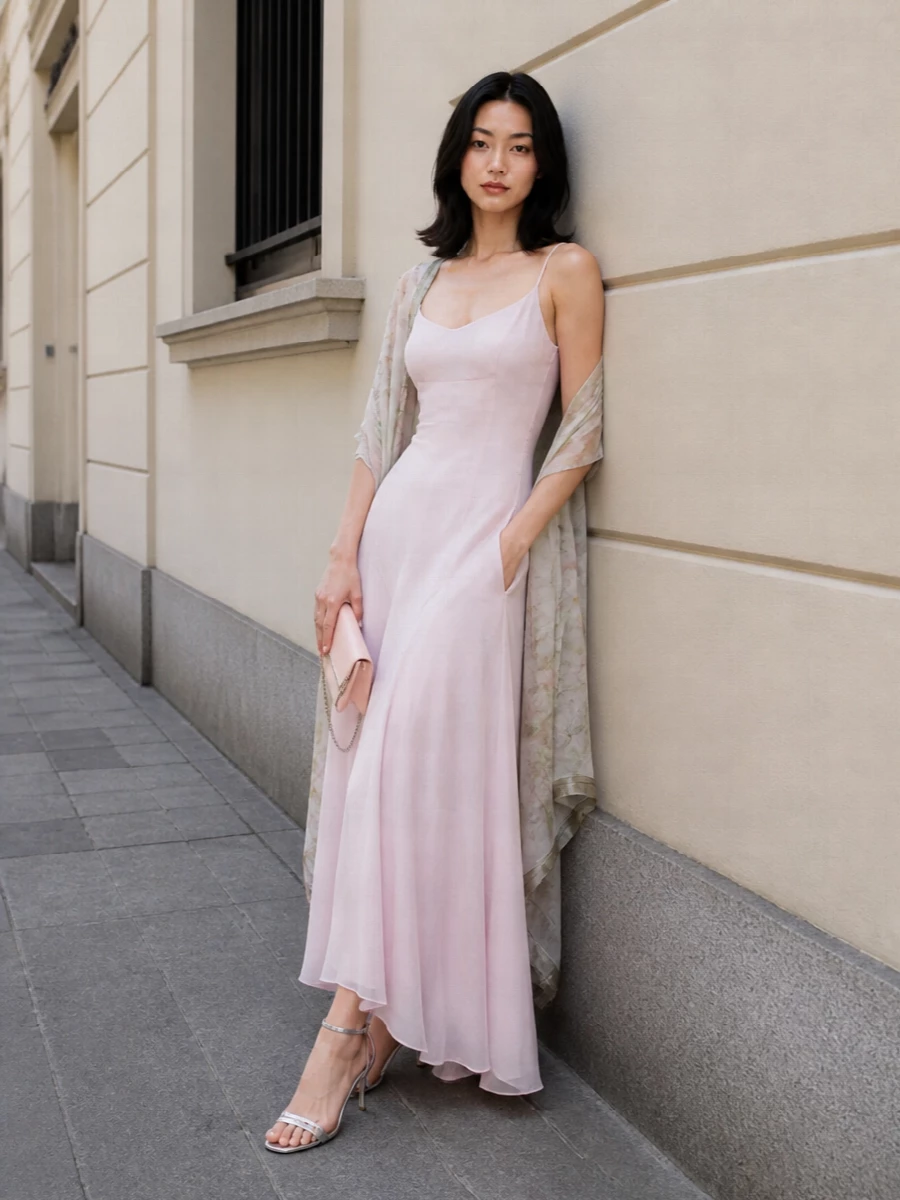 Alexander mcqueen blush slip dress evening outfit