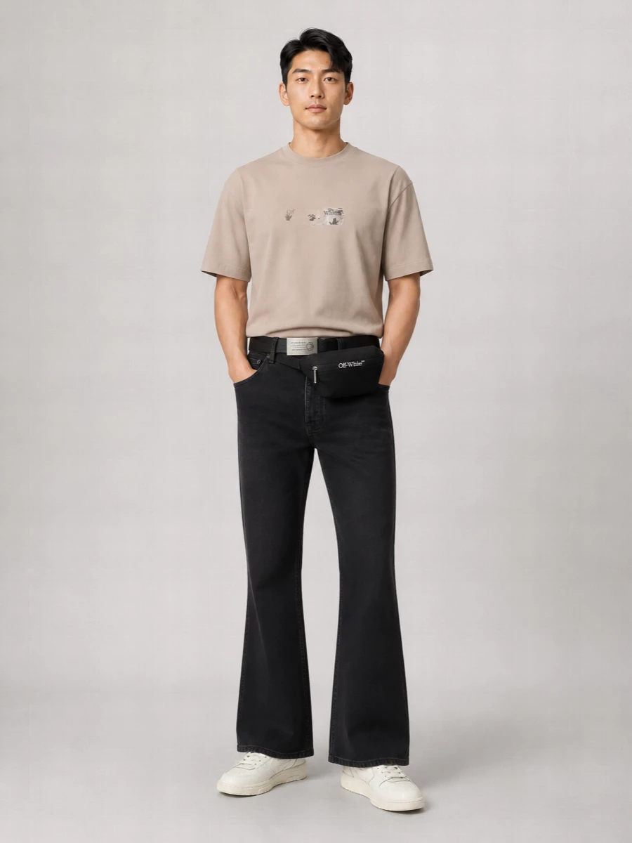 Off-White Cotton Oversized Printed Short-Sleeve T-Shirt
