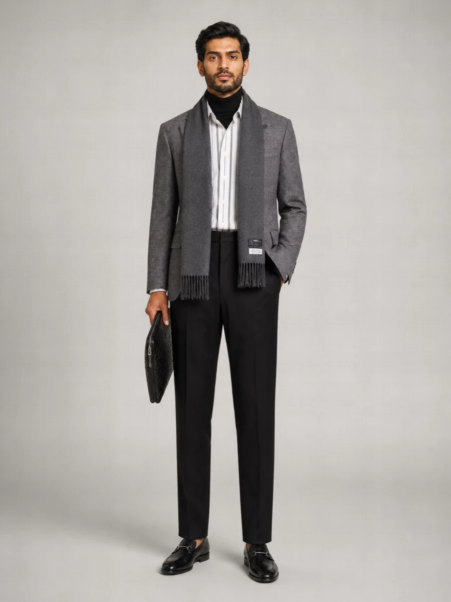 Lardini virgin wool prince of wales single-breasted tailored jacket