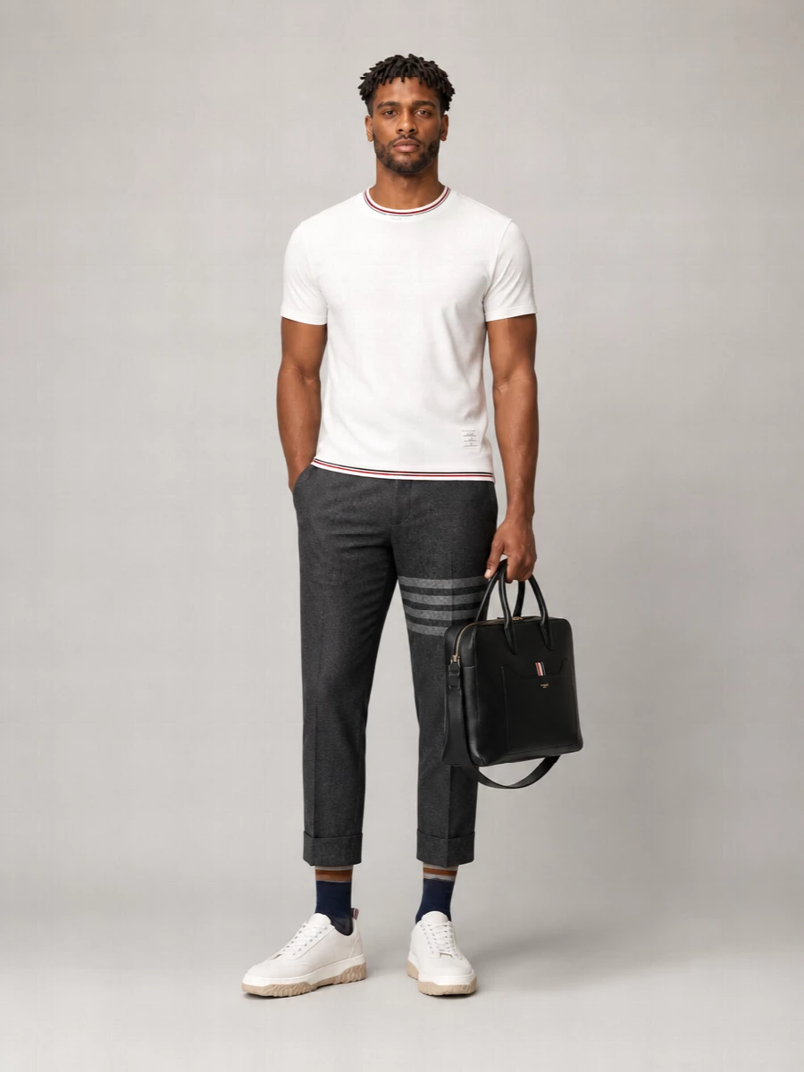 Thom Browne Leather Low-Top Sneakers