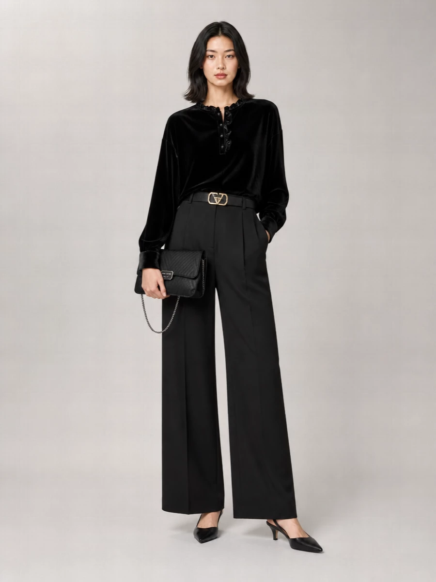 Emporio Armani ruffled long-sleeve blouse