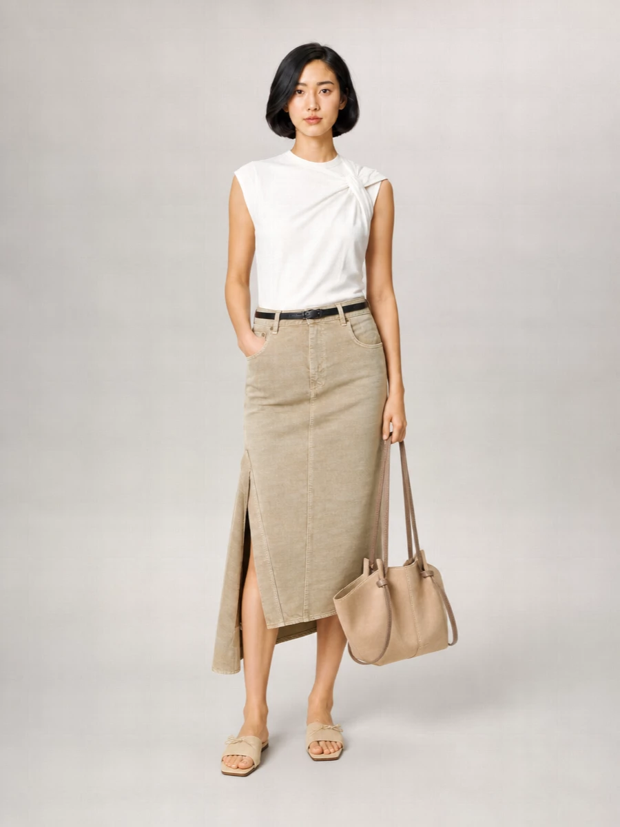 Haikure Cotton Asymmetric Skirt