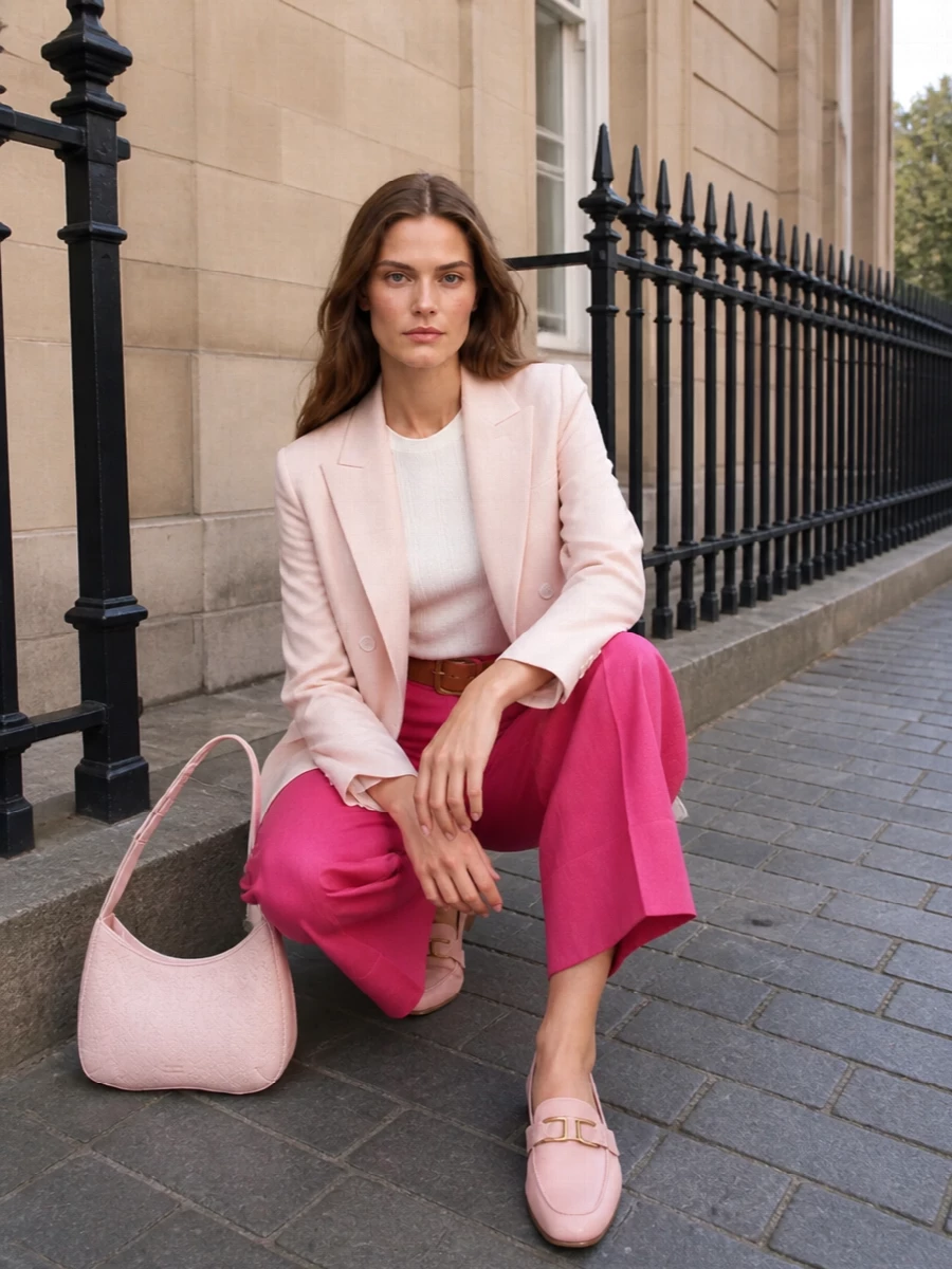 Max mara pink blazer raspberry cropped trousers