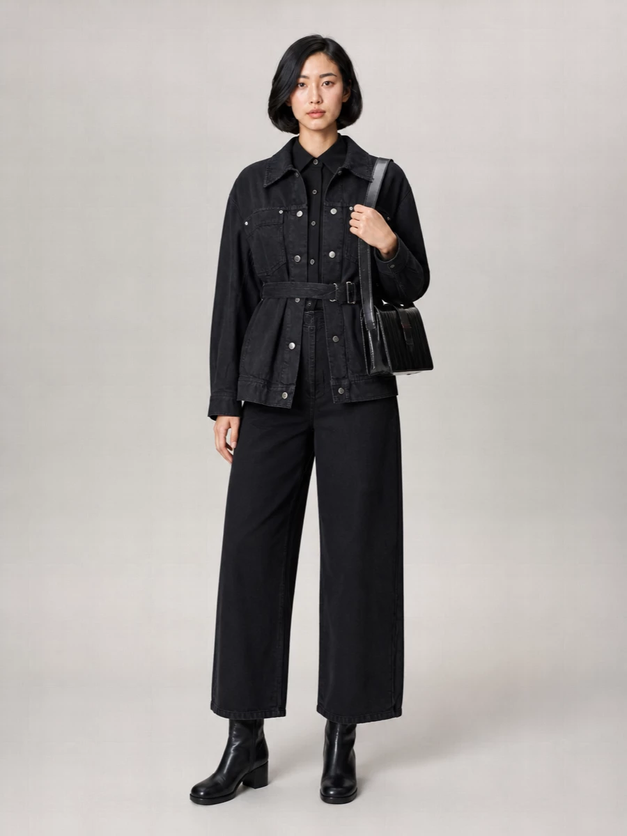 Dries Van Noten Cropped Denim Belted Jacket
