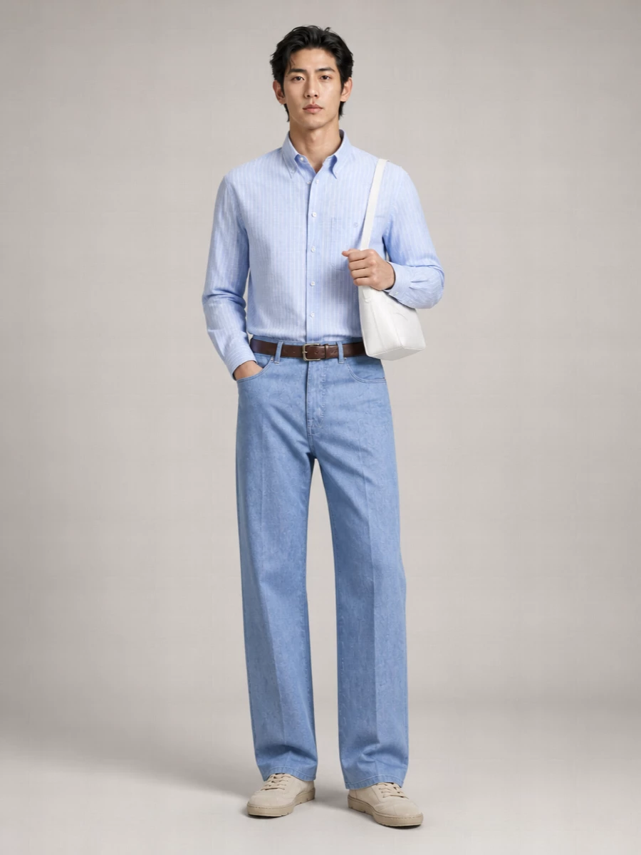 Etro linen cotton denim trousers