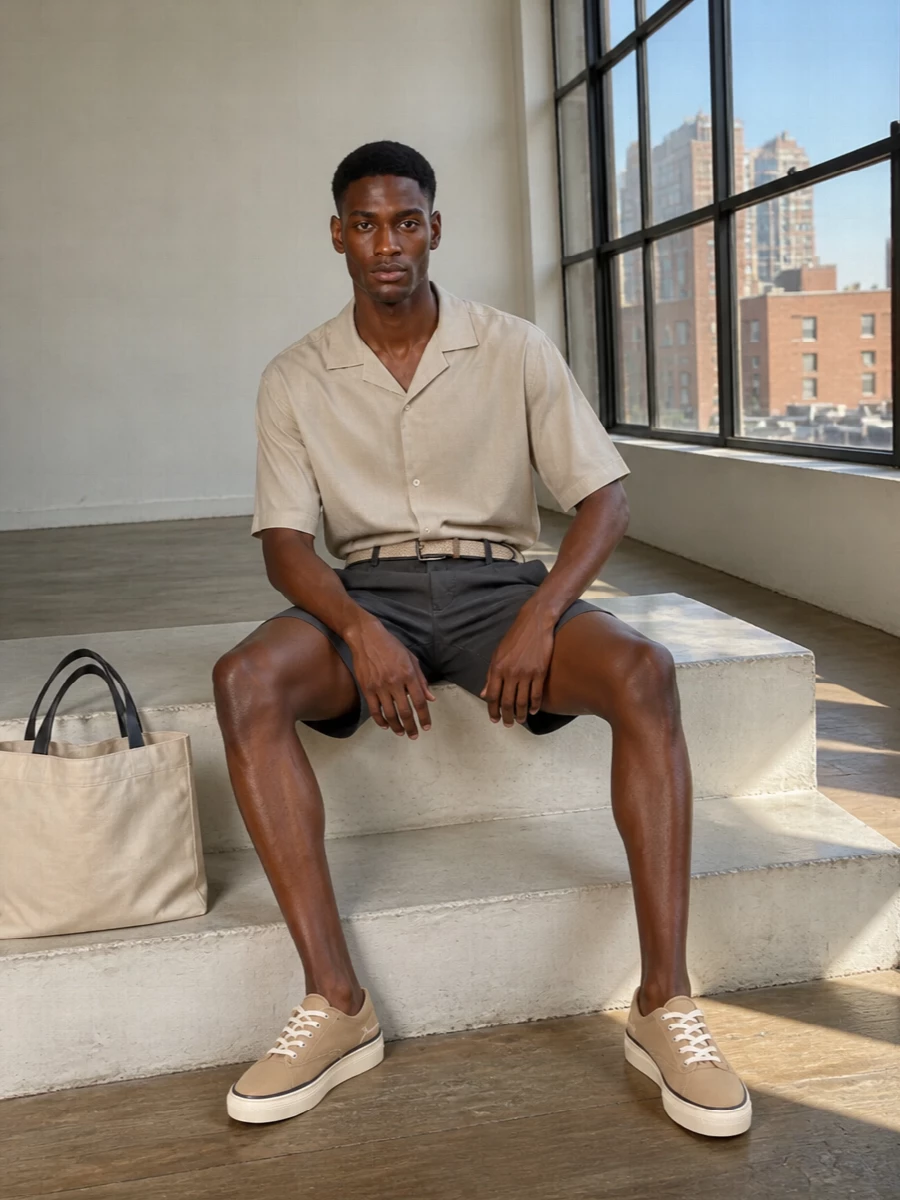 Ami shirt charcoal shorts jacquemus sneakers