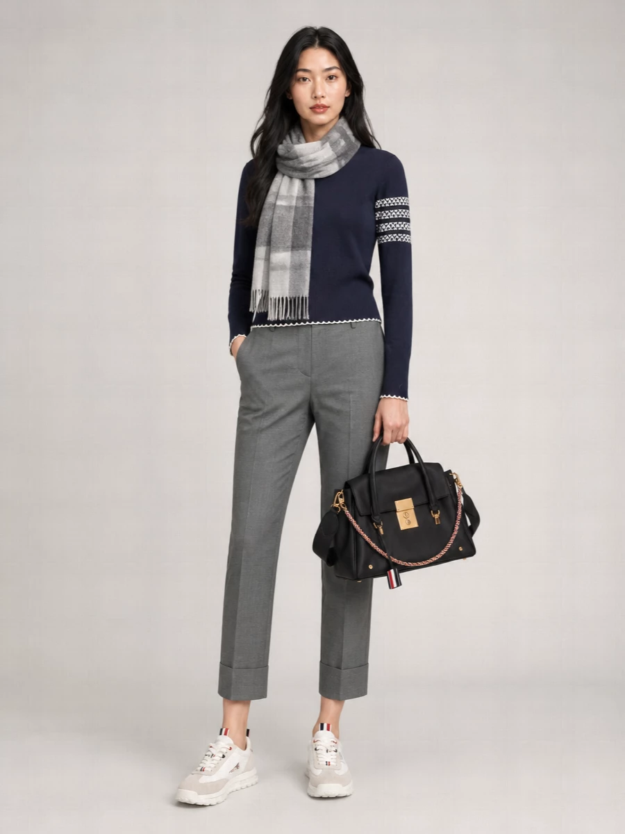 Thom Browne Leather Low-Top Sneakers