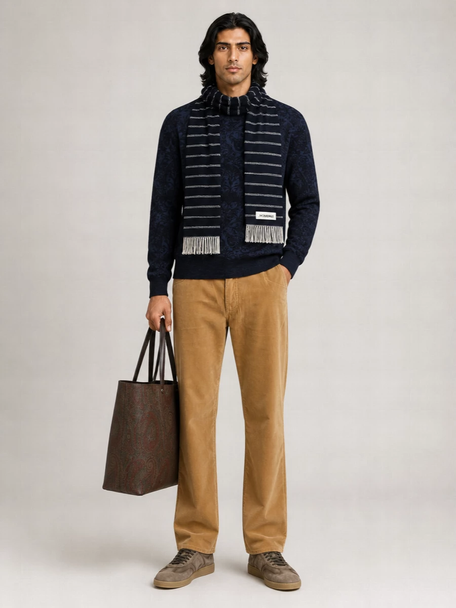 Etro Ribbed Paisley Crewneck Sweatshirt