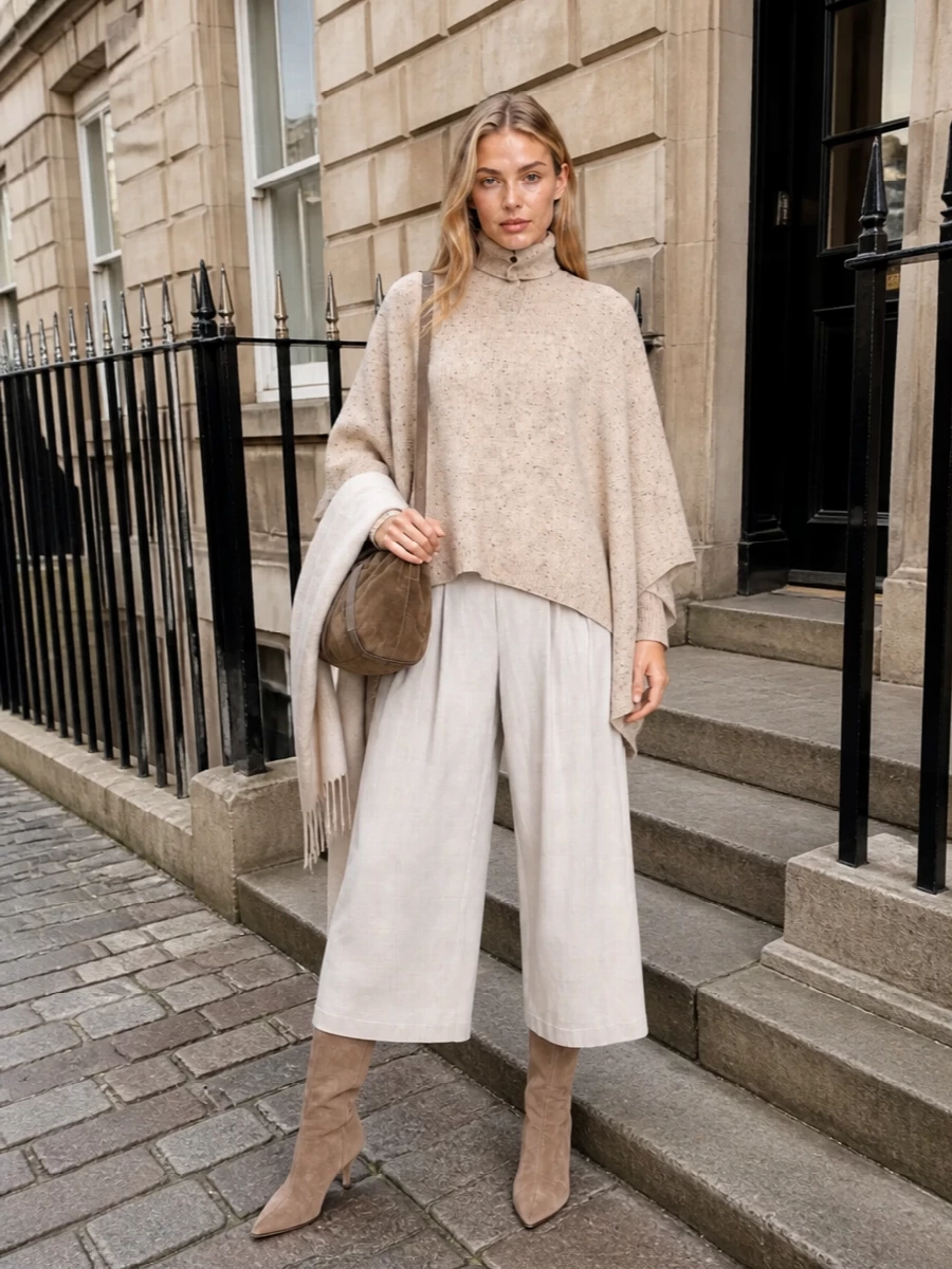 Fabiana filippi poncho wide leg trousers outfit