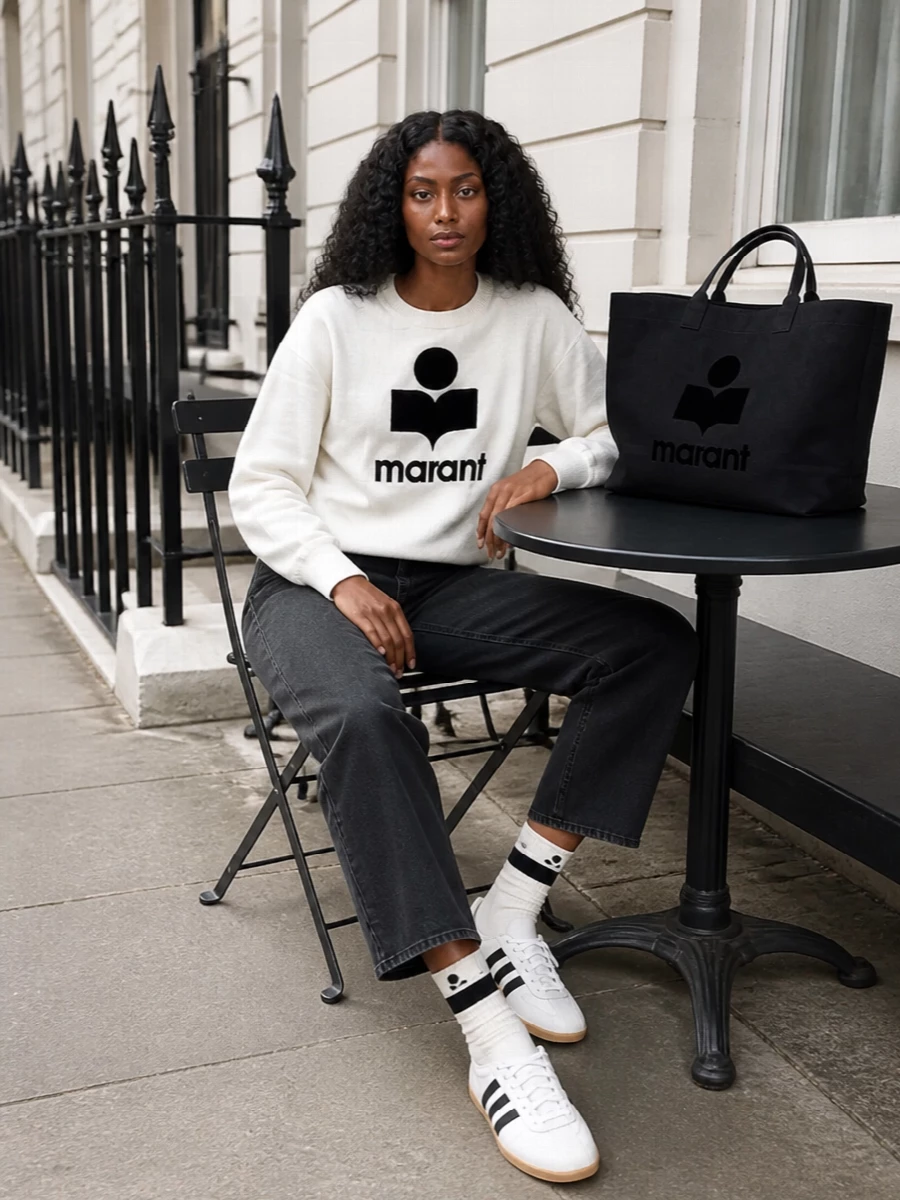 Isabel marant etoile logo jumper charcoal jeans