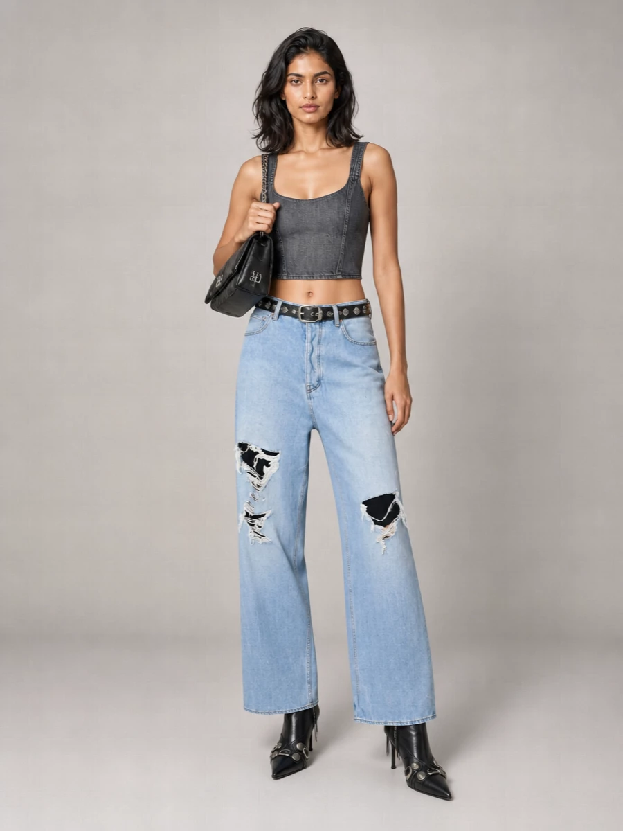 Balenciaga Cotton Straight-Leg Wide-Leg Trousers
