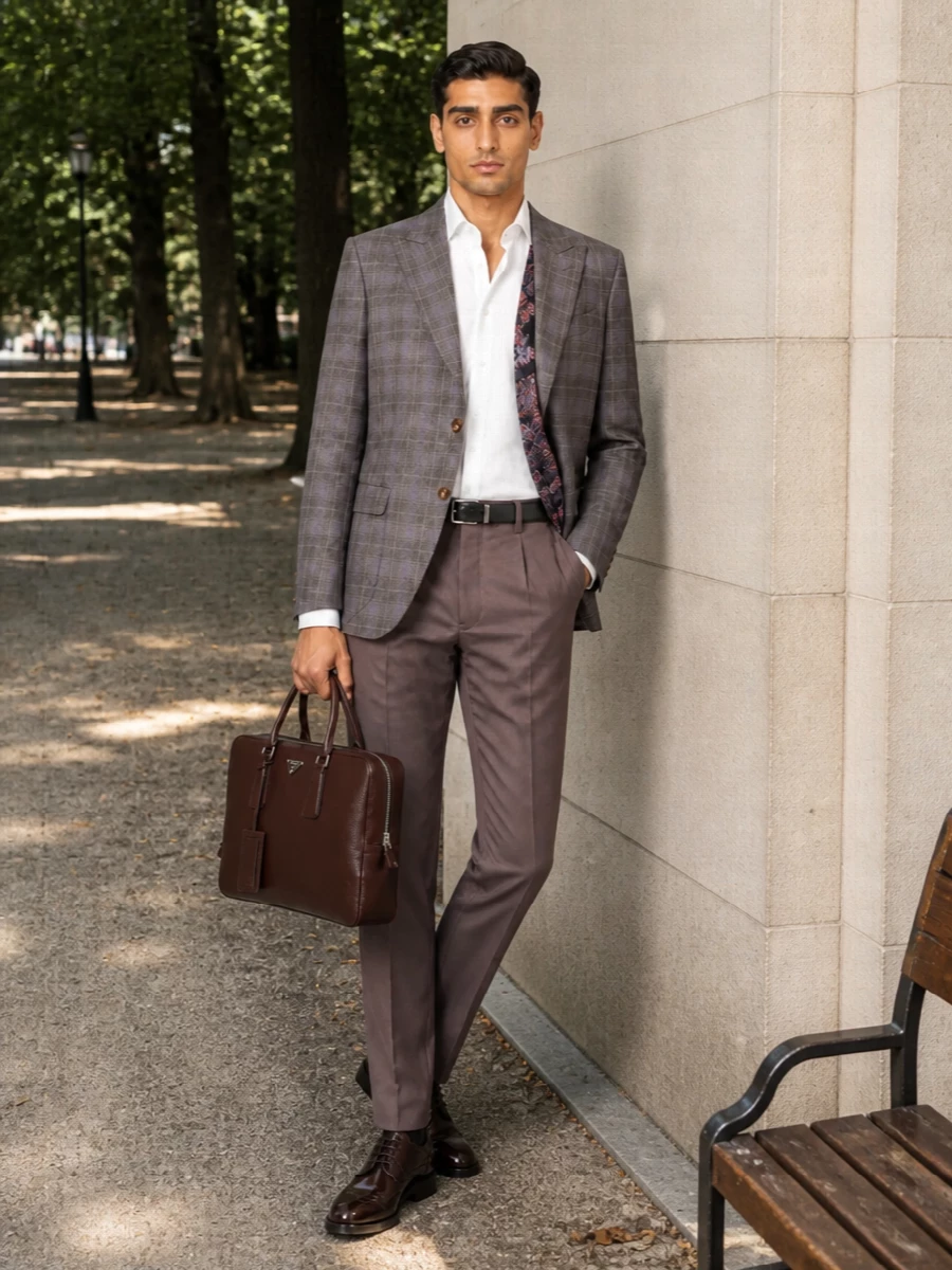 Etro checked suit zegna trousers tods brogues