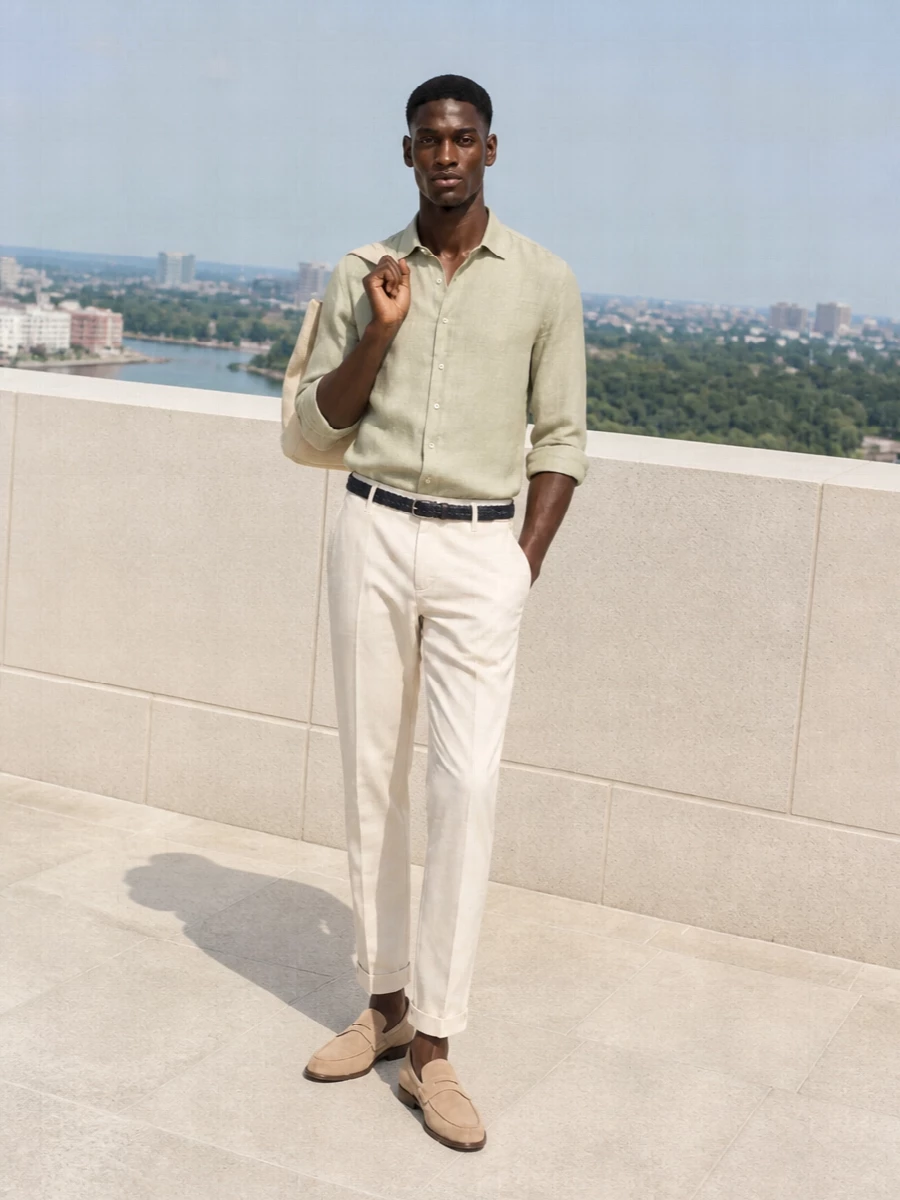 Dondup ivory chinos linen shirt tods loafers
