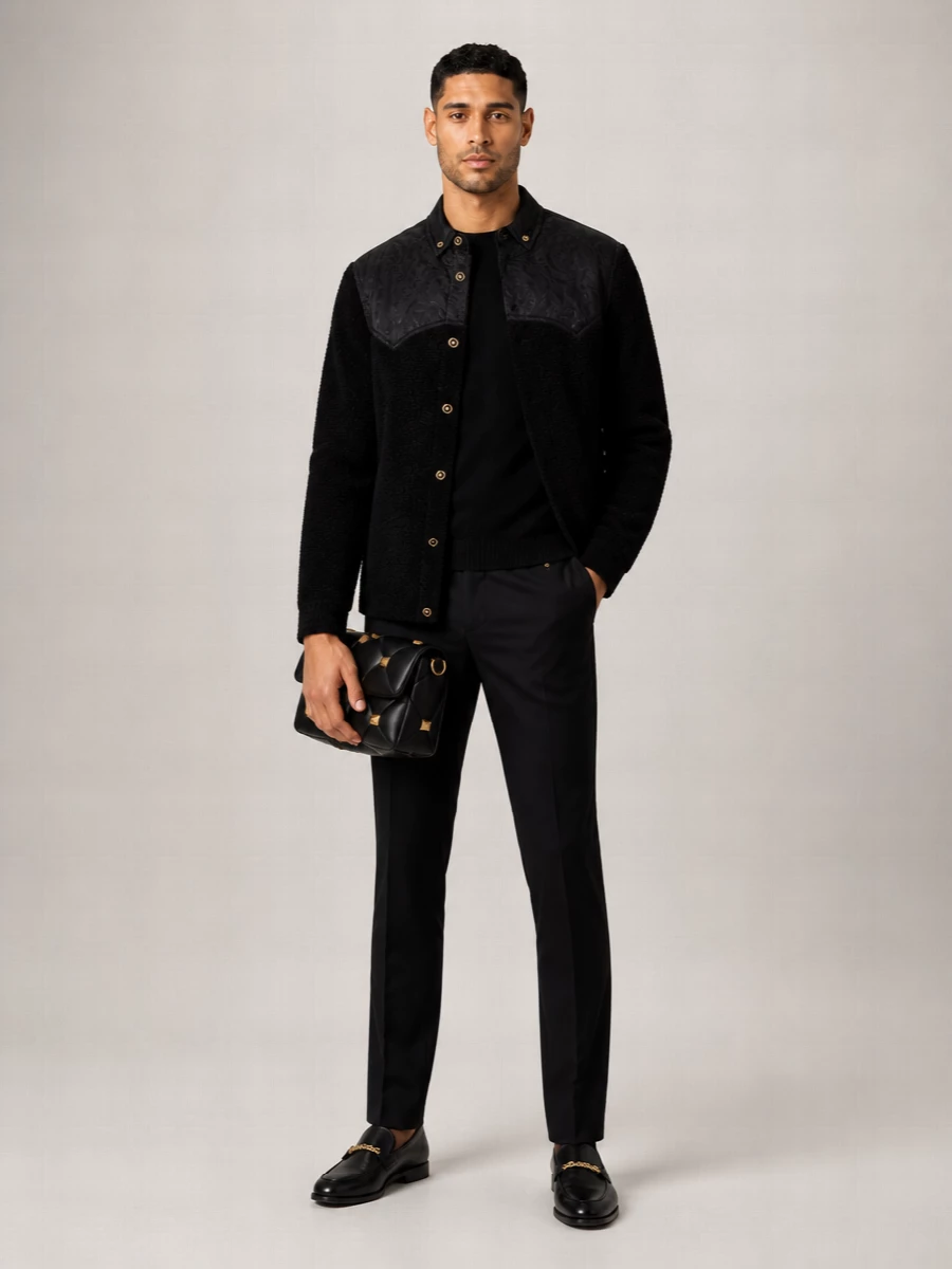Versace Paneled Faux Shearling Jacket