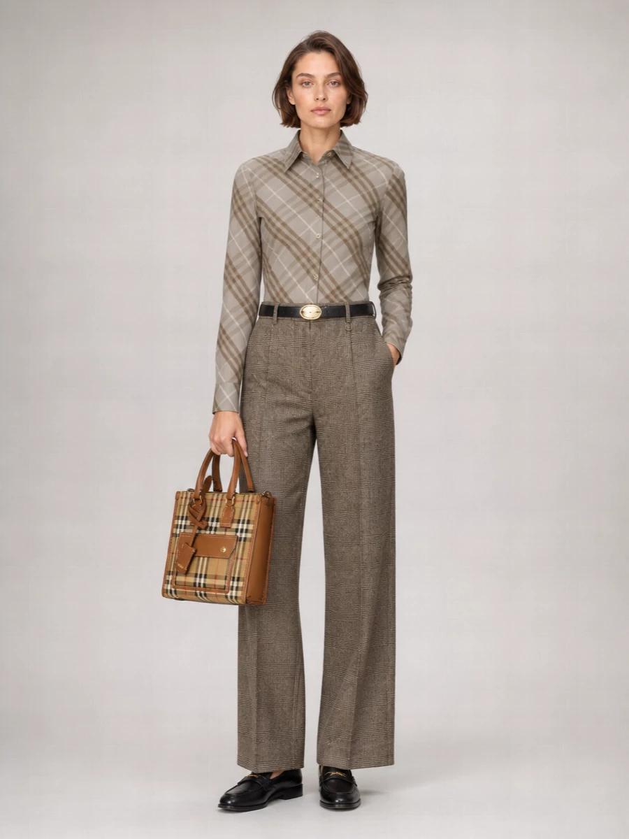 Burberry Checked Straight-Leg Suit Trousers