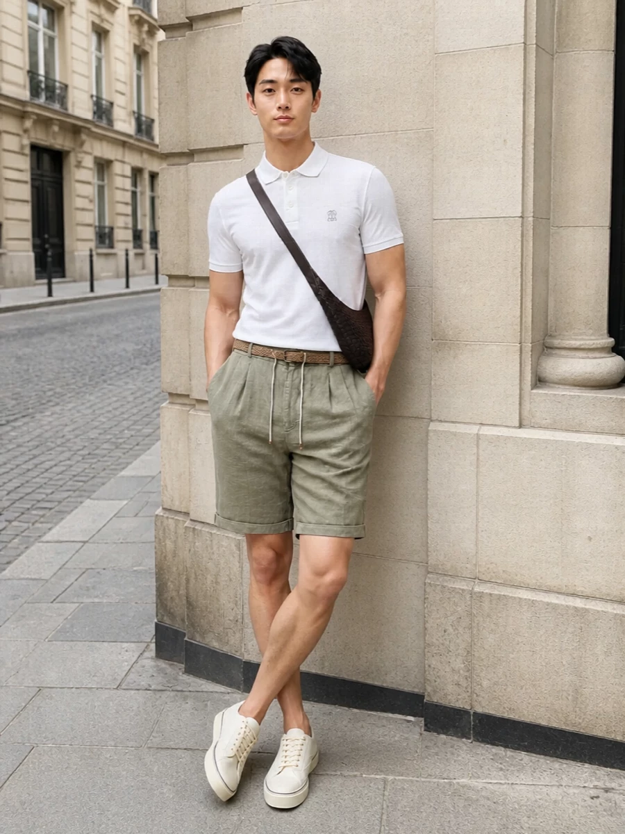 Brunello cucinelli polo drawstring shorts quiet luxury