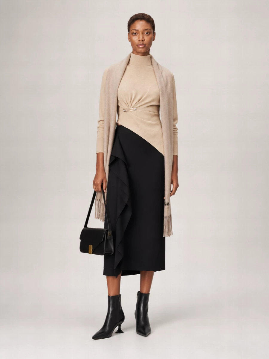 Lanvin Wool Cashmere Ribbed High Neck Sweater