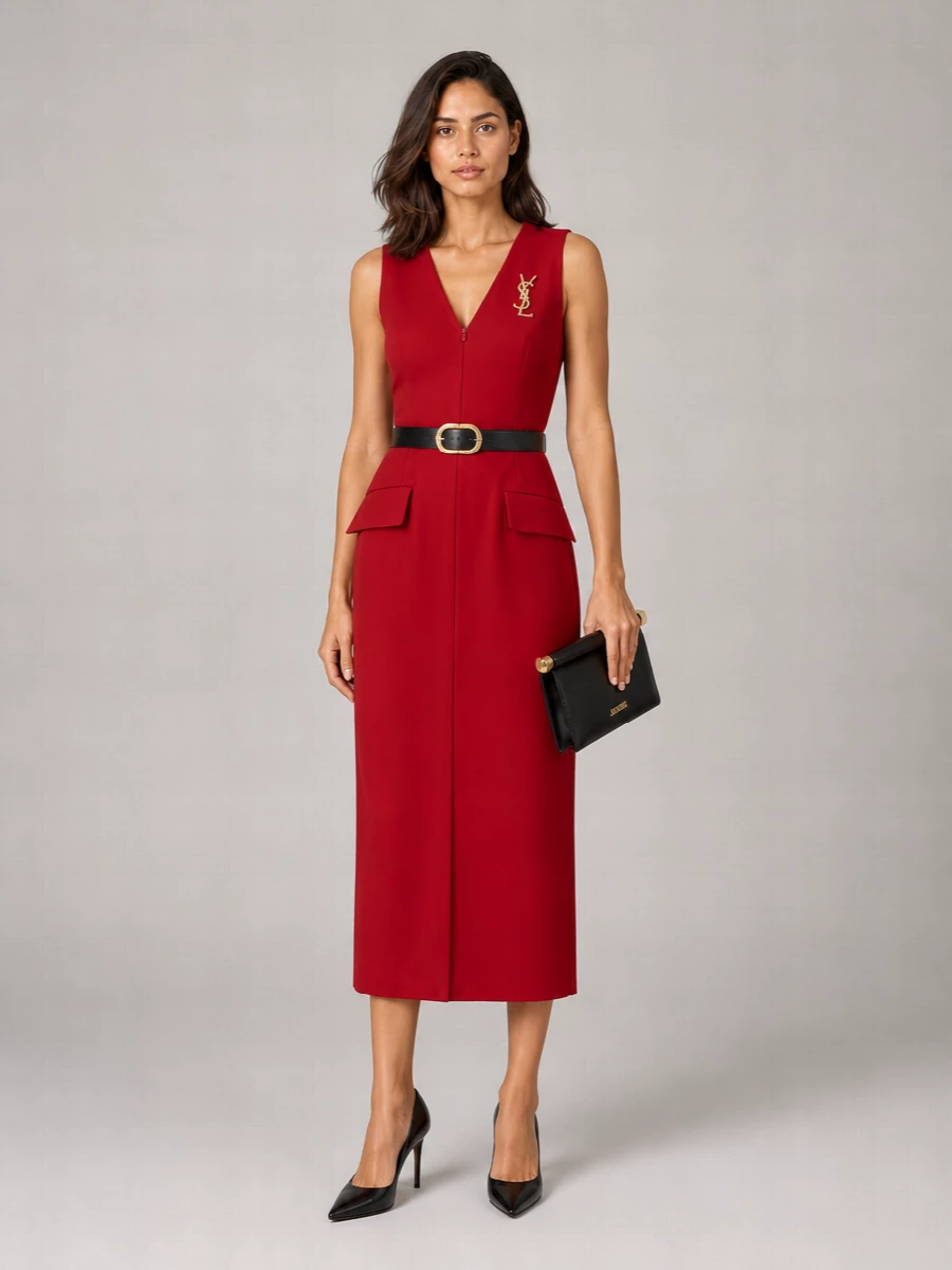 Sportmax V-Neck Sleeveless Evening Dress