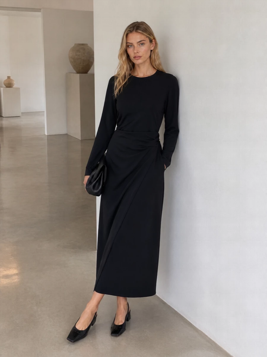 Our legacy black wrap dress courreges slingbacks