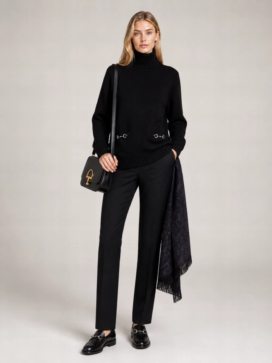 Gucci Cashmere Wool Ribbed Turtleneck Jumper
