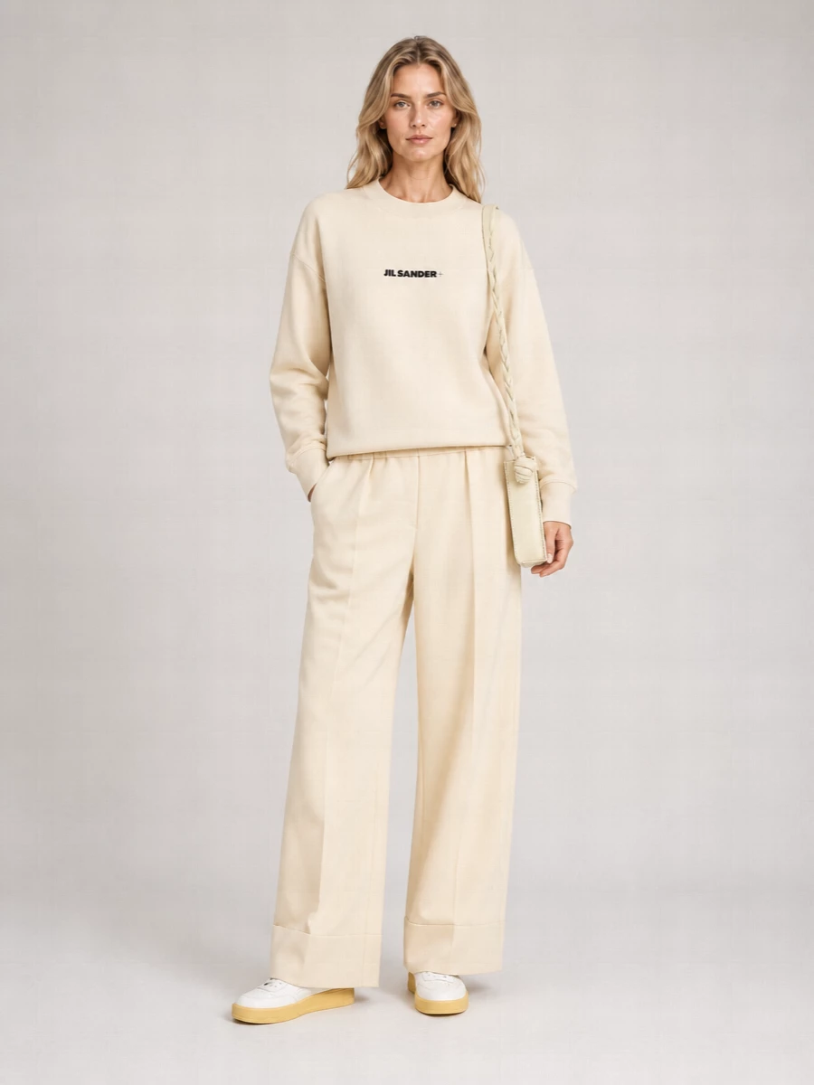 Jil Sander Cotton Oversized Logo-Print Ribbed Sweatshirt
