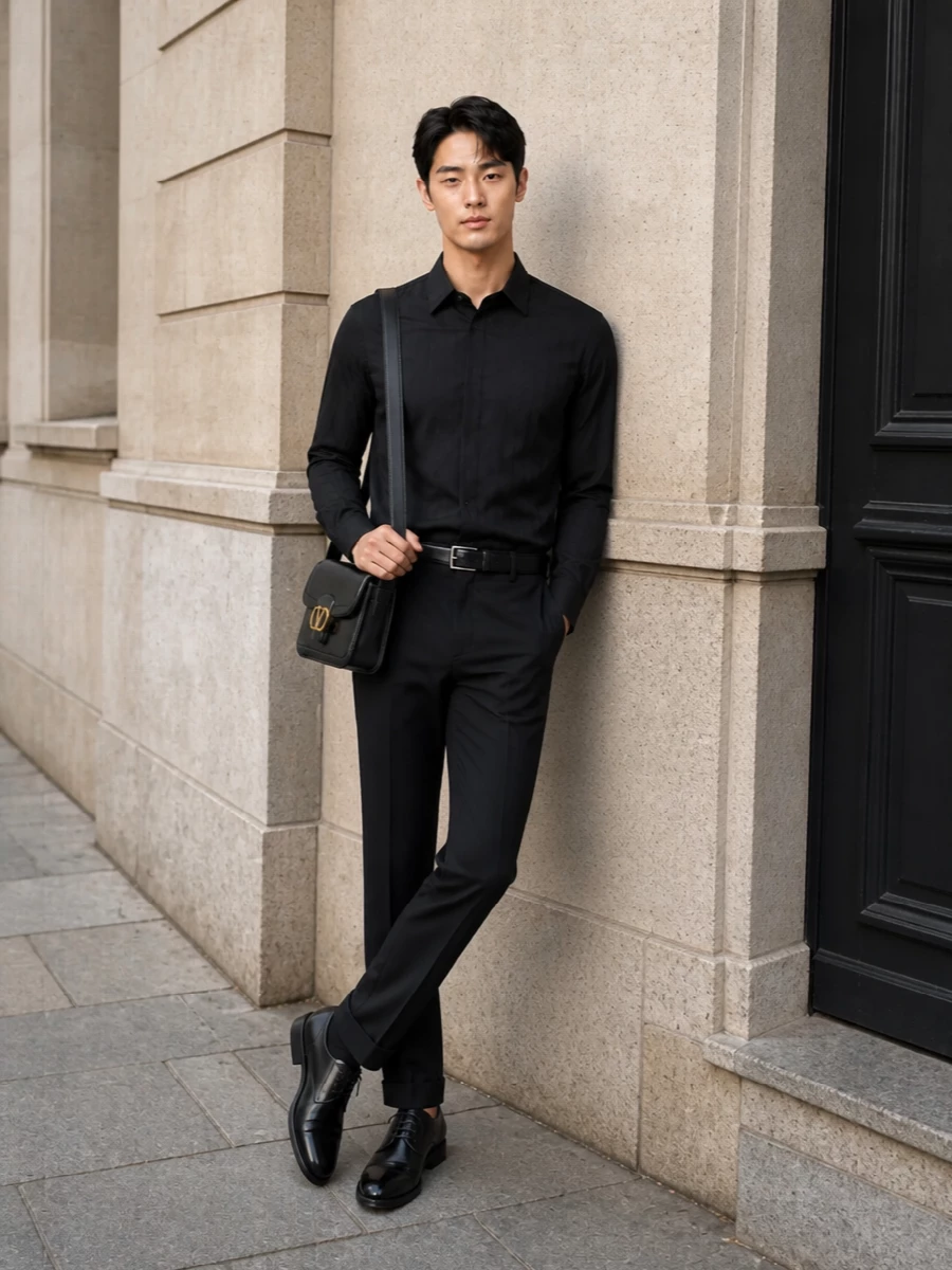 Valentino black trousers shirt formal outfit