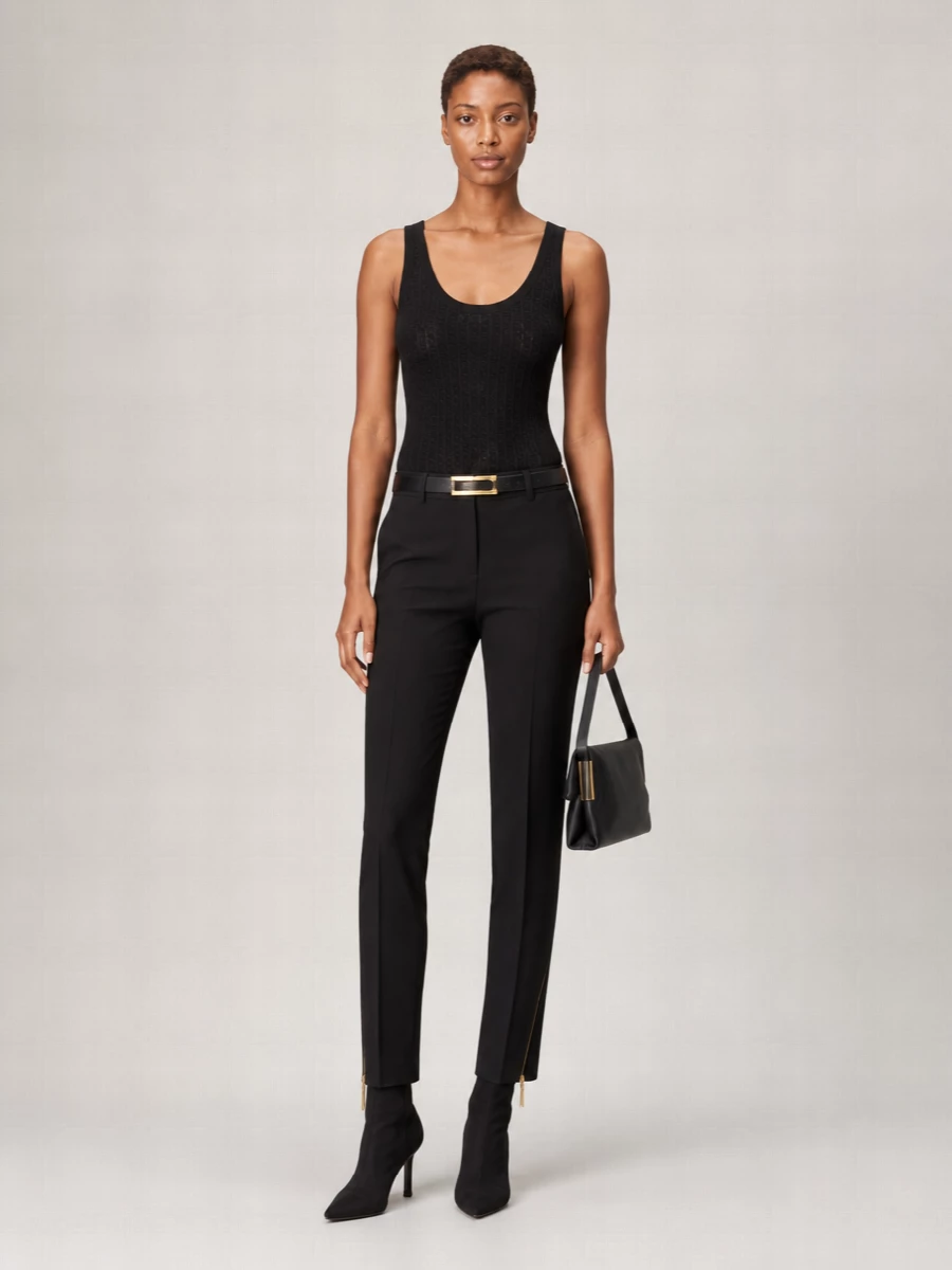Elisabetta Franchi Wool-Blend Sleeveless Scoop-Neck Tank Top