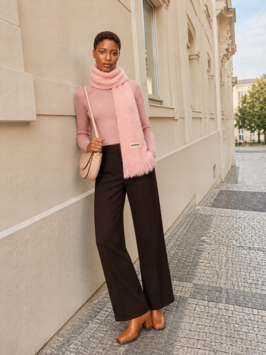 Stella mccartney dusty rose knit chocolate trousers
