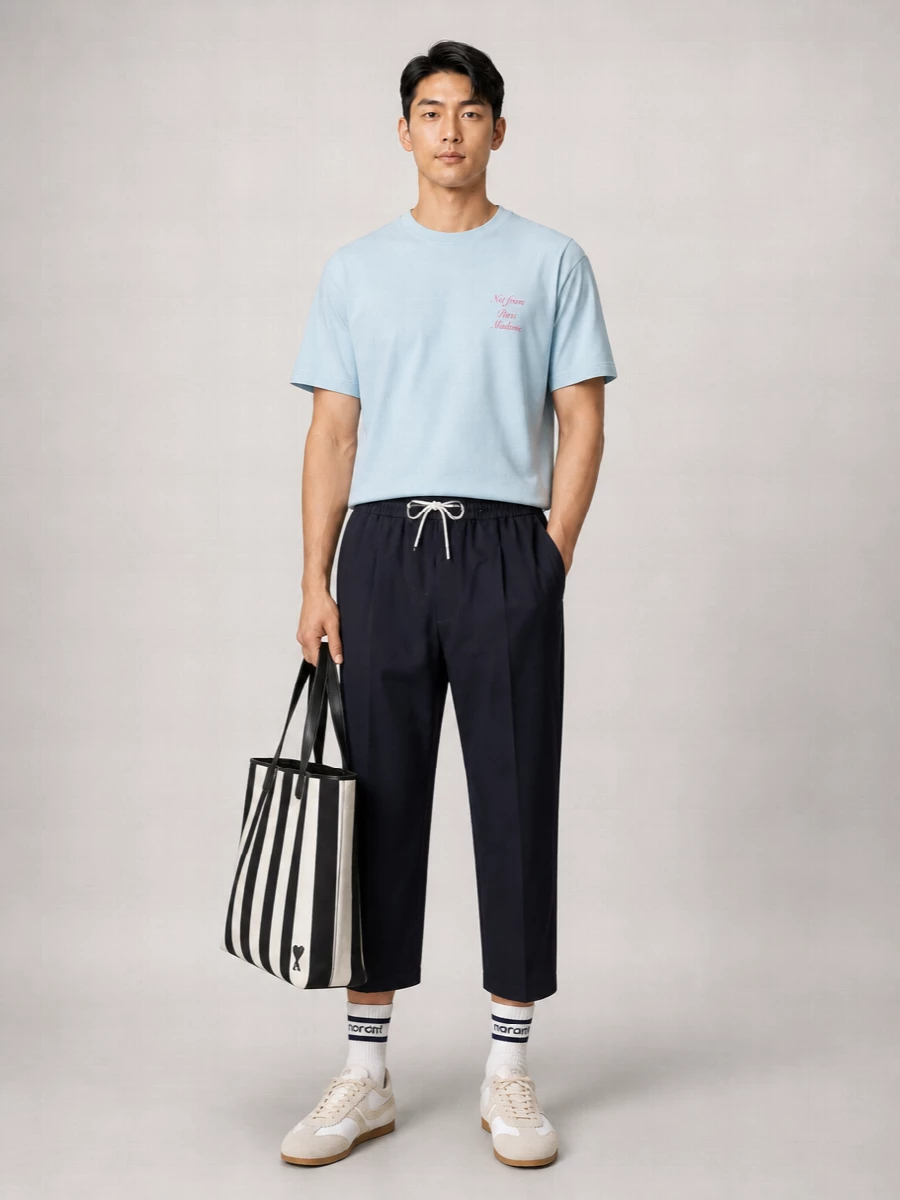 Drôle De Monsieur Ribbed Regular-Fit Slogan-Print T-Shirt