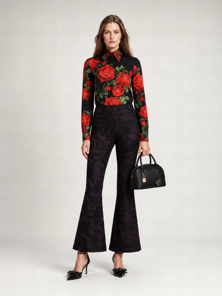 Dolce&Gabbana Rose Print Silk Shirt