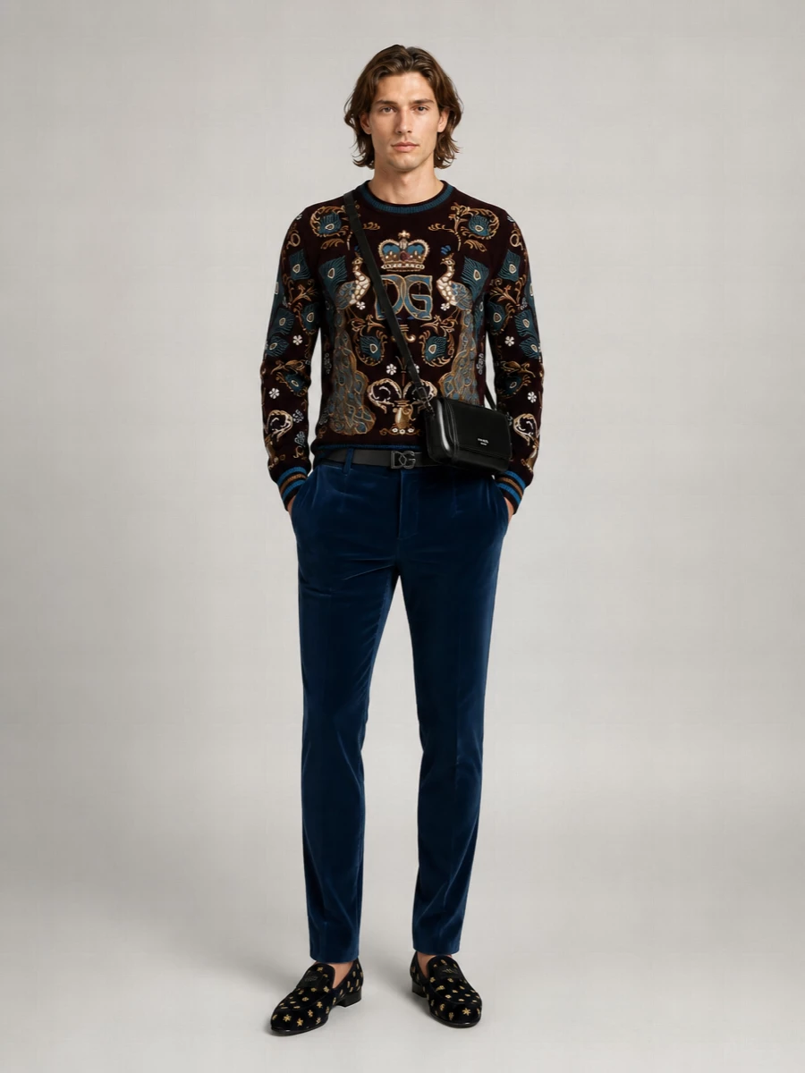 Dolce&Gabbana Velvet Embellished Slippers