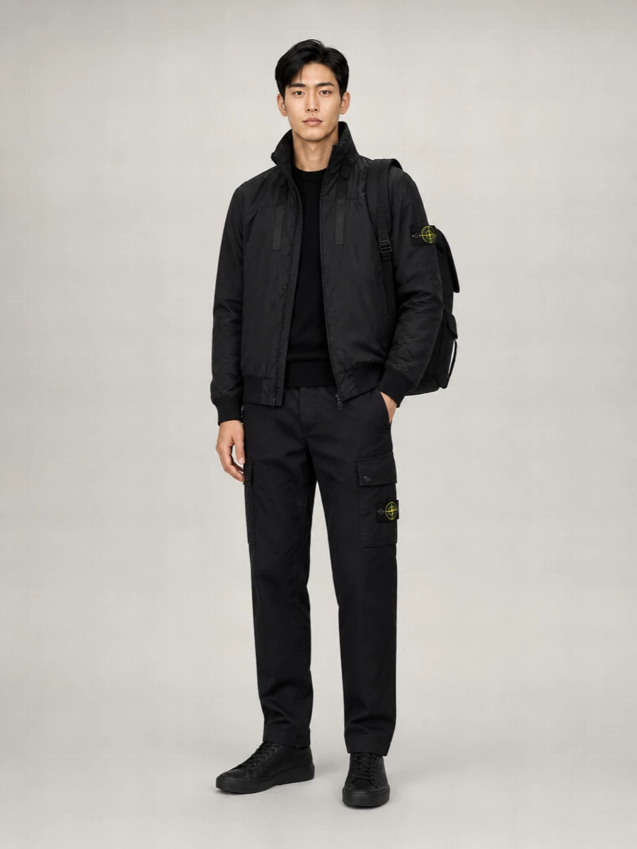 Stone Island Nylon Ribbed Bomber Jacket