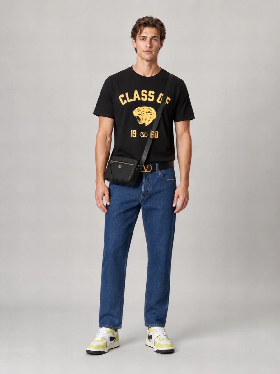 Valentino Cotton Regular-Fit Panther-Print T-Shirt