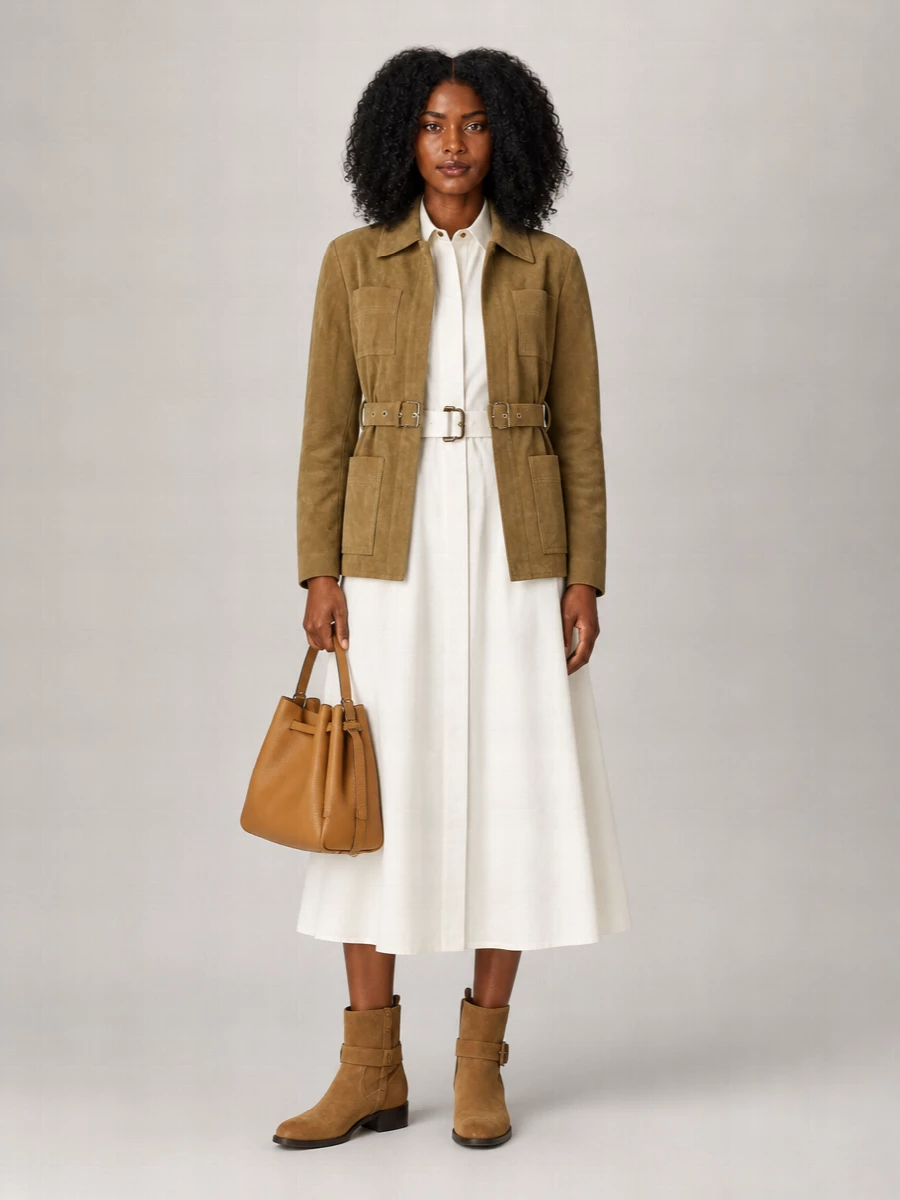 Tory Burch Suede Single Breasted Coat