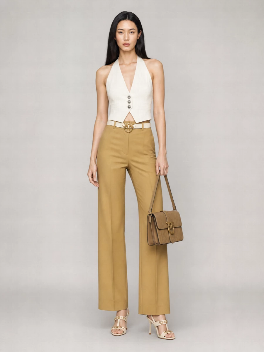 Pinko Linen Wide-Leg Trousers