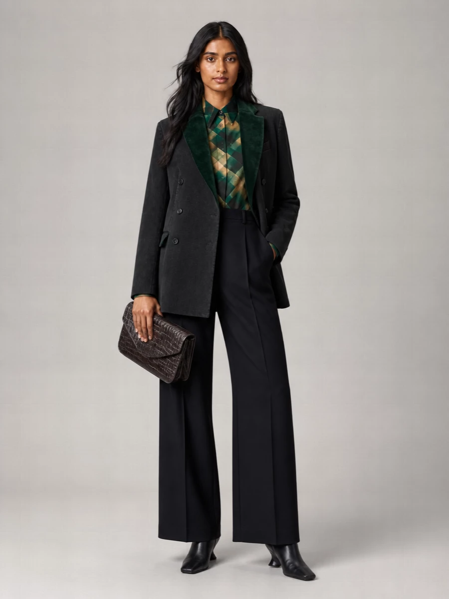 Dries Van Noten Denim Double-Breasted Blazer