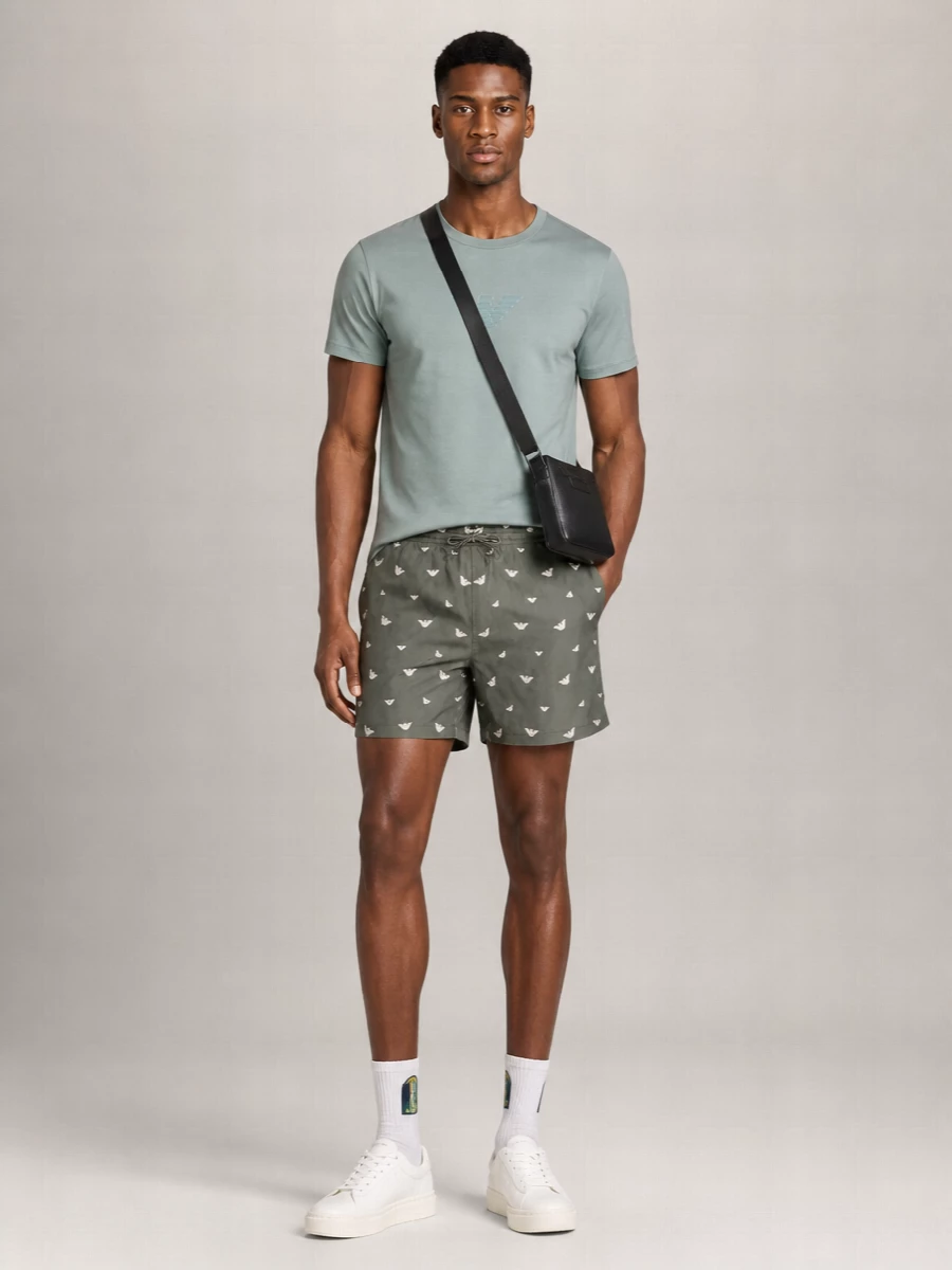 Emporio Armani Logo-Embroidered Swim Shorts