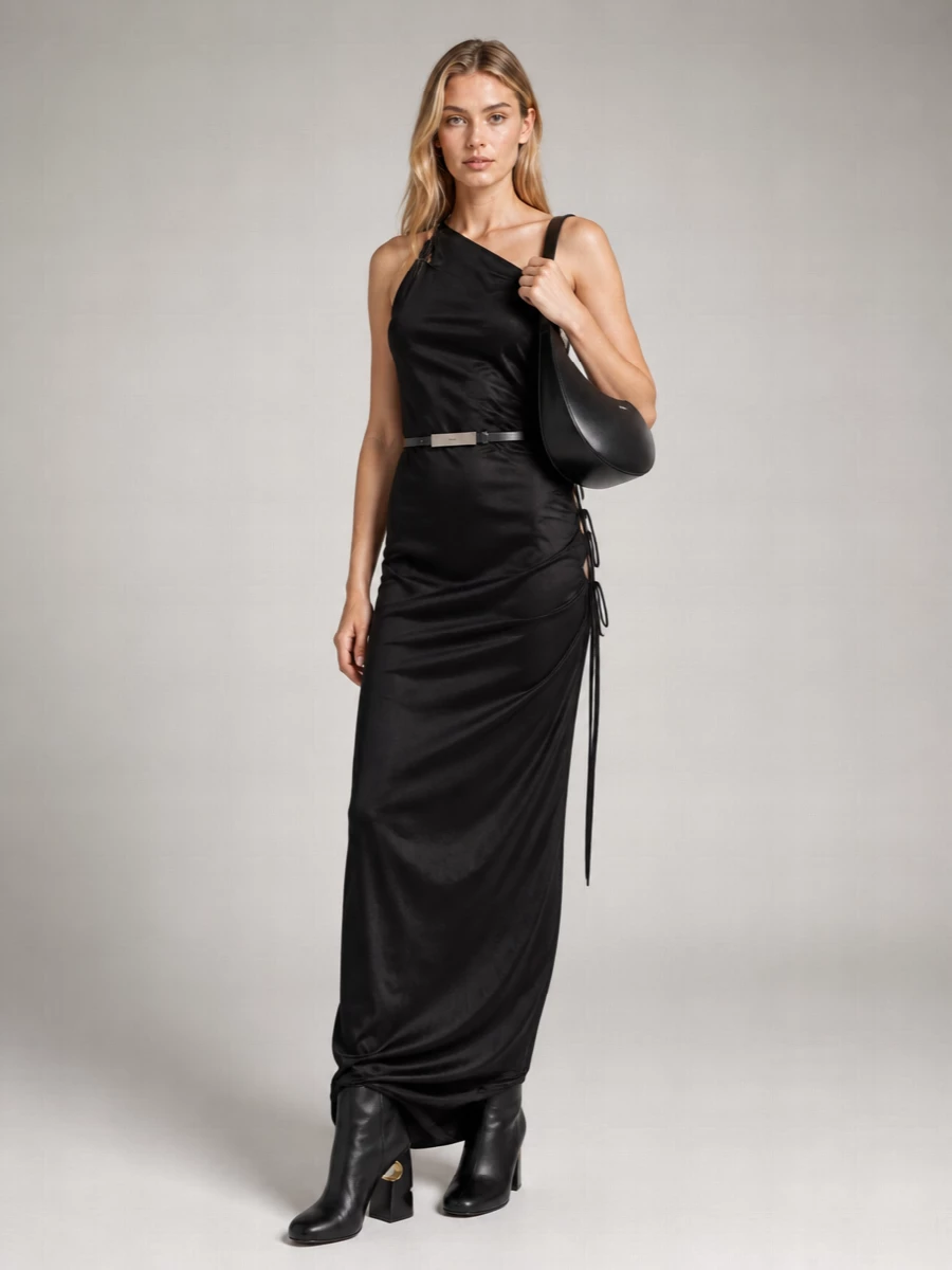 Rick Owens Drkshdw One-Shoulder Asymmetric Maxi Dress