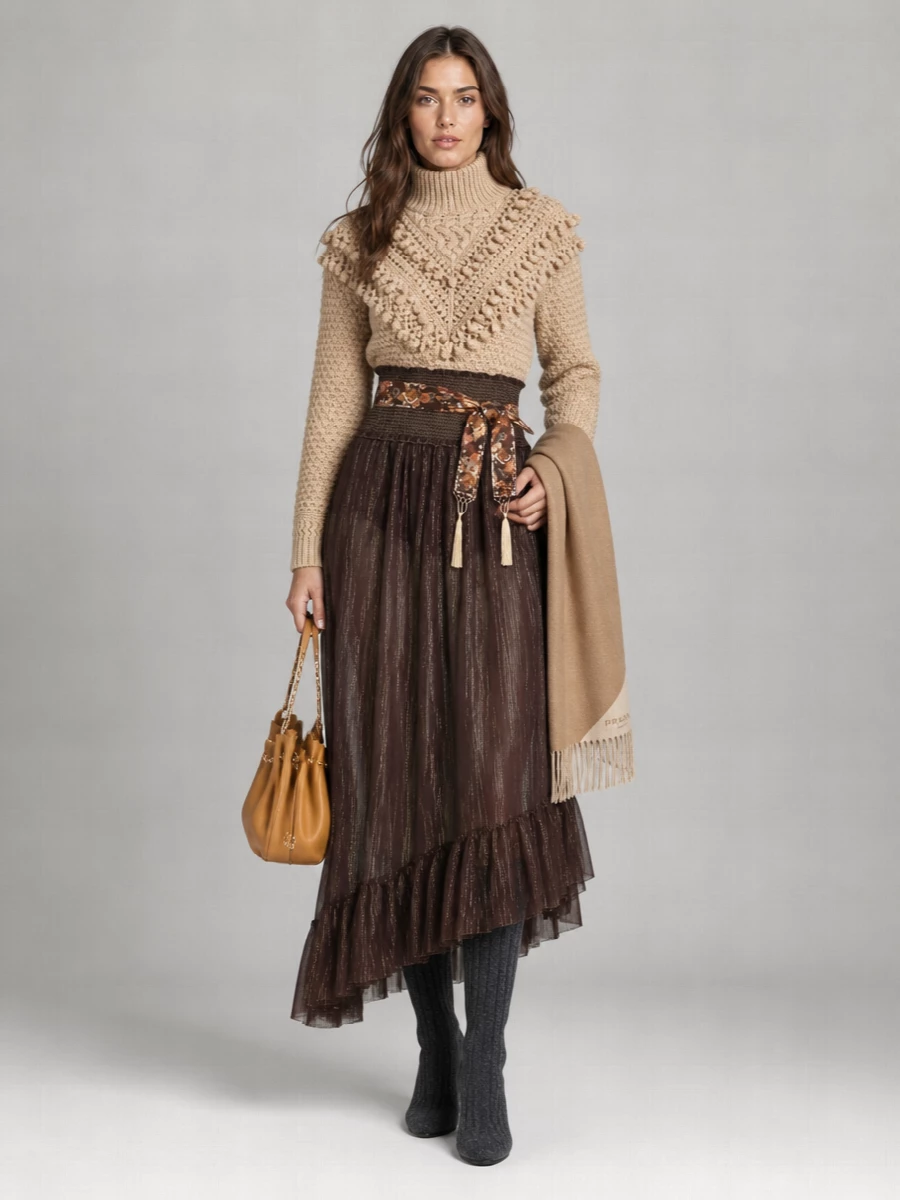 Zimmermann Wool High Neck Long Sleeve Sweater