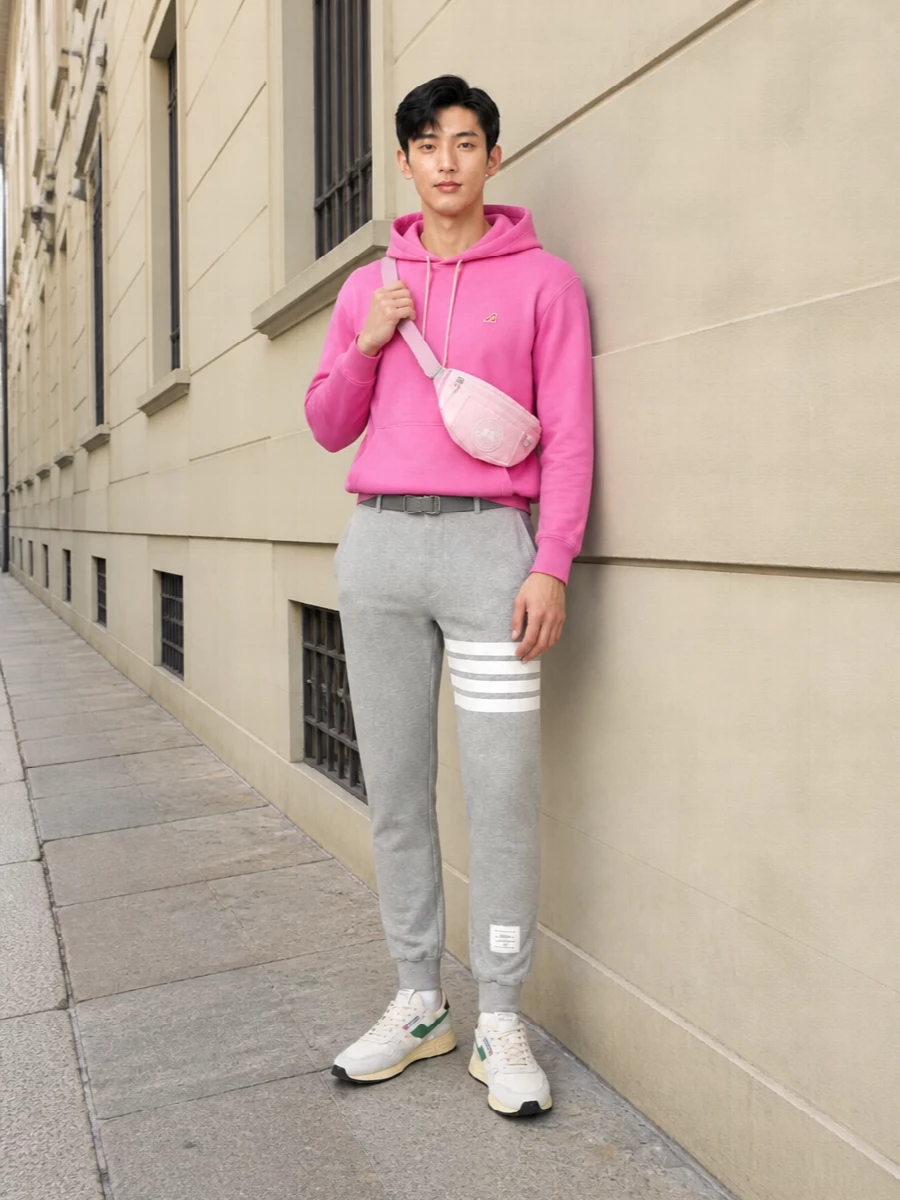 Autry pink hoodie thom browne joggers outfit