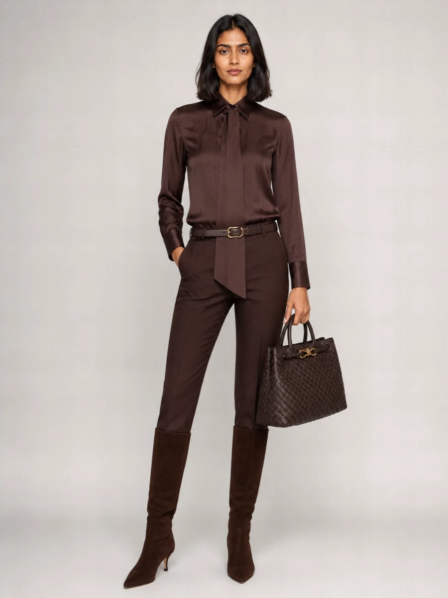 Kiton Silk Straight-Leg Suit Trousers