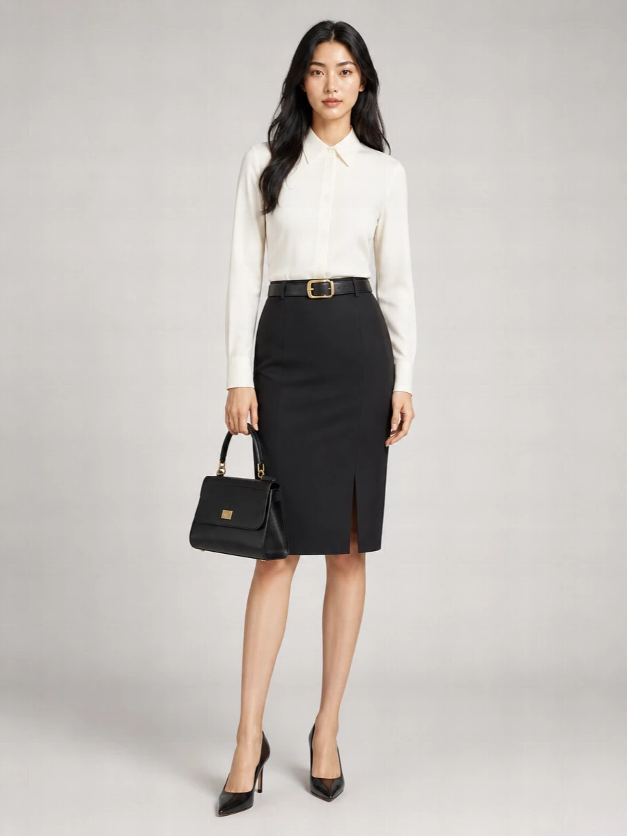 Dolce&Gabbana Virgin Wool Slit Straight Skirt