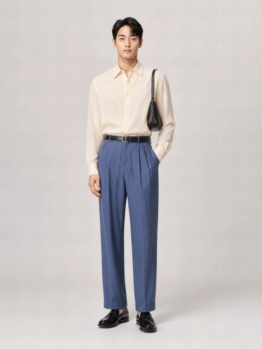 Saint Laurent Silk Slim-Fit Pleated Tailored Trousers